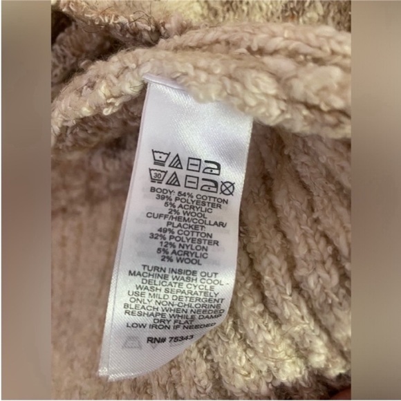 Joie Cardigan Intarsia Sweater NWTI ivory brown size Medium - Picture 6 of 9